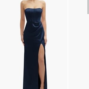 After Six Midnight Blue Strapless Gown